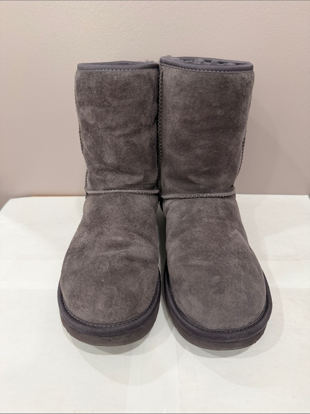 Women’s UGG Classic Short Suede Boots - Gray/Slight Lavender Double Bling Bows